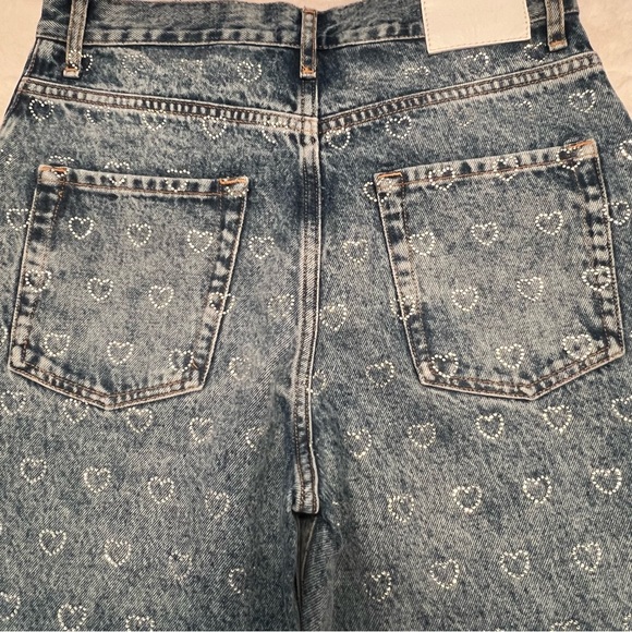 NWT Sandro Cupidon Crystal Heart Embellished Wide-Leg Jeans - Picture 11 of 15